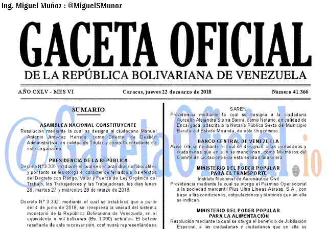 Gaceta Oficial 41366 del 22 marzo 2018