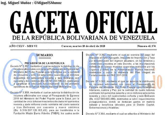 Gaceta Oficial 41374 del 10 abril 2018