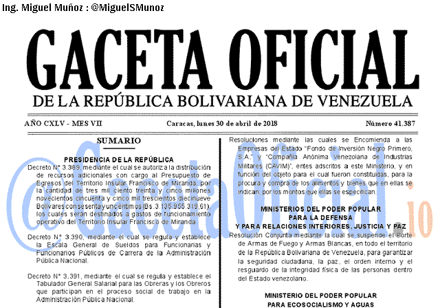 Gaceta Oficial 41387 del 30 abril 2018