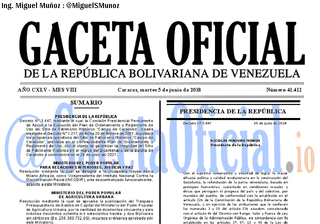 Gaceta Oficial 41412 del 5 junio 2018