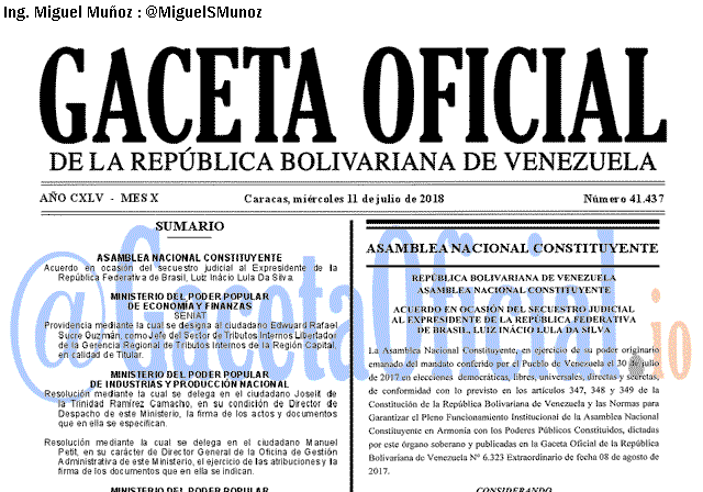 Gaceta Oficial 41437 del 11 julio 2018