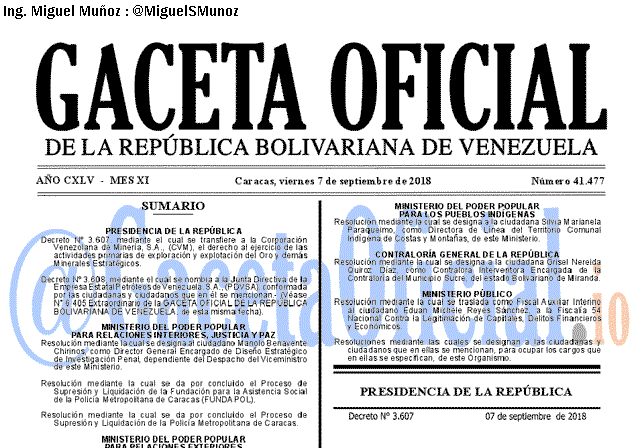 Gaceta Oficial 41477 del 7 Septiembre 2018
