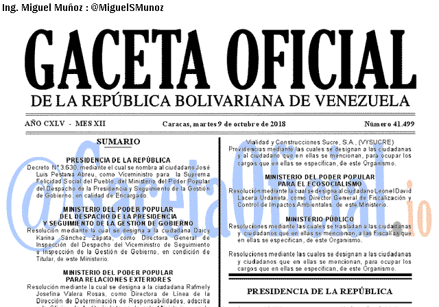 Gaceta Oficial 41499 del 9 octubr 2018