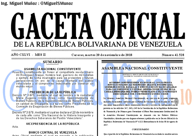 Gaceta Oficial 41528 del 20 Noviembre 2018