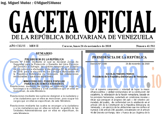 Gaceta Oficial 41532 del 26 Noviembre 2018
