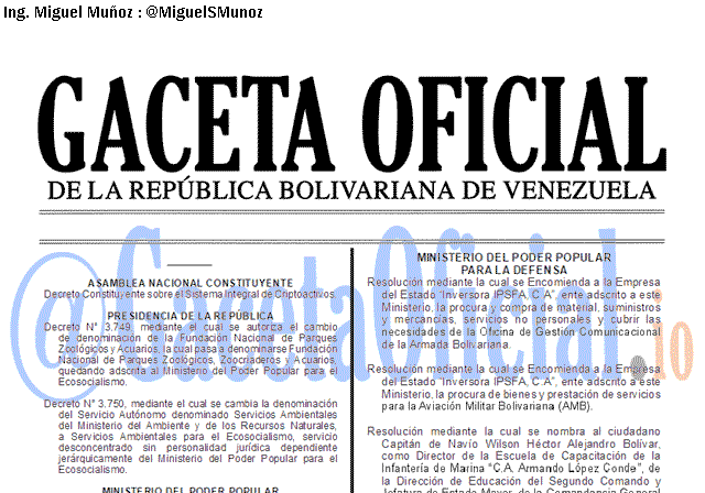 Gaceta Oficial 41575 del 30 Enero 2019 Gaceta Oficial 41575 del 30 Enero 2019