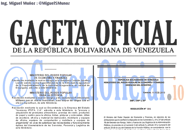 Gaceta Oficial 41583 del 11 Febrero 2019 Gaceta Oficial 41583 del 11 Febrero 2019
