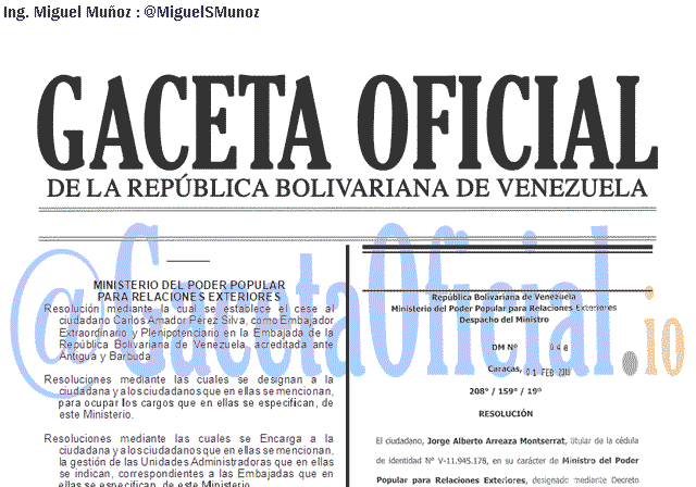 Gaceta Oficial 41586 del 13 Febrero 2019 Gaceta Oficial 41585 del 13 Febrero 2019