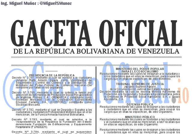 Gaceta Oficial 41598 del 14 Marzo 2019 Gaceta Oficial 41598 del 14 Marzo 2019