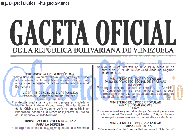 Gaceta Oficial 41606 del 29 Marzo 2019 Gaceta Oficial 41606 del 29 Marzo 2019