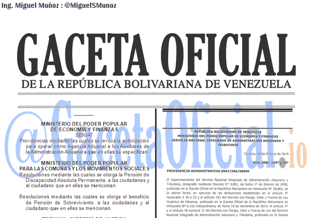 Gaceta Oficial 41612 del 8 Abril 2019 Gaceta Oficial 41612 del 8 Abril 2019
