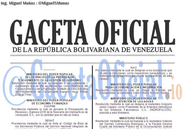 Gaceta Oficial 41613 del 9 Abril 2019