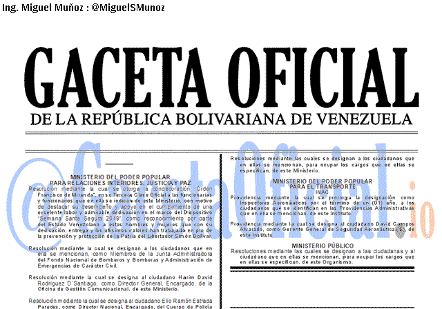 Gaceta Oficial 41624 del 2 Mayo 2019