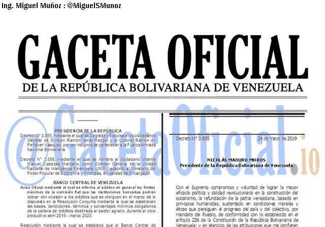 Gaceta Oficial 41640 del 24 Mayo 2019 Gaceta Oficial 41640 del 24 Mayo 2019