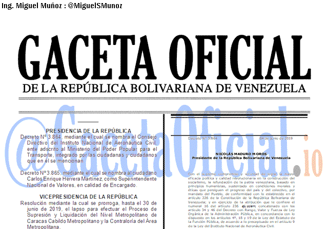 Gaceta Oficial 41647 del 4 Junio 2019