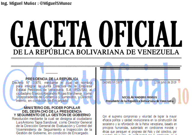 Gaceta Oficial 41653 del 12 Junio 2019 Gaceta Oficial 41653 del 12 Junio 2019