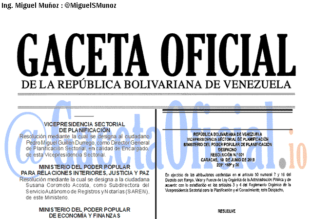 Gaceta Oficial 41657 del 18 Junio 2019 Gaceta Oficial 41657 del 18 Junio 2019