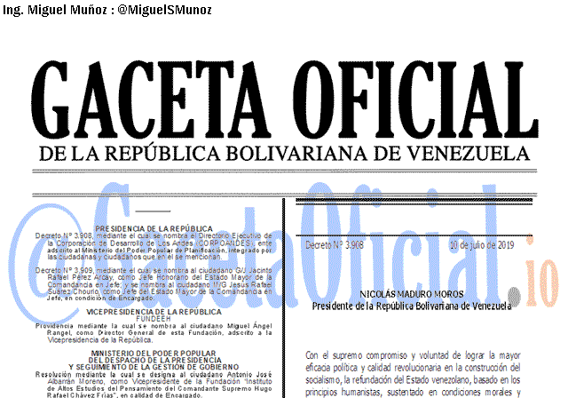 Gaceta Oficial 41671 del 10 Julio 2019 Gaceta Oficial 41671 del 10 Julio 2019