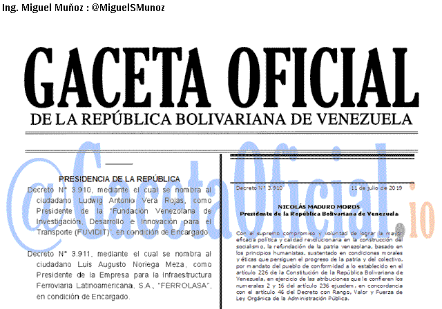 Gaceta Oficial 41672 del 11 Julio 2019 Gaceta Oficial 41672 del 11 Julio 2019