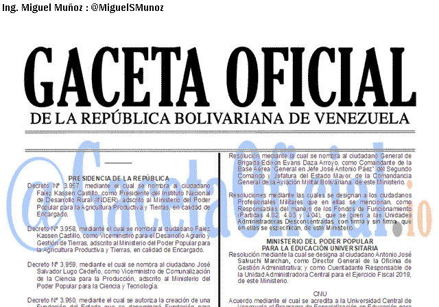 Gaceta Oficial 41695 del 15 agosto 2019