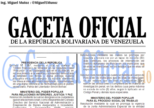 Gaceta Oficial 41698 del 20 agosto 2019 Gaceta Oficial 41698 del 20 agosto 2019