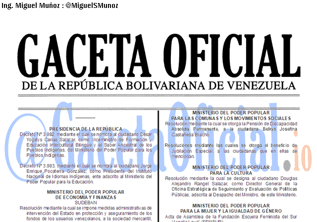 Gaceta Oficial 41714 del 11 septiembre 2019 Gaceta Oficial 41714 del 11 septiembre 2019
