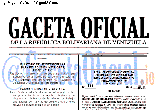 Gaceta Oficial 41716 del 13 septiembre 2019 Gaceta Oficial 41716 del 13 septiembre 2019