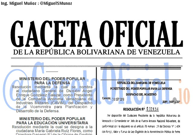 Gaceta Oficial 41727 del 30 septiembre 2019 Gaceta Oficial 41727 del 30 septiembre 2019