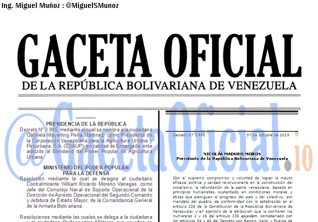 Gaceta Oficial 41732 del 7 octubre 2019