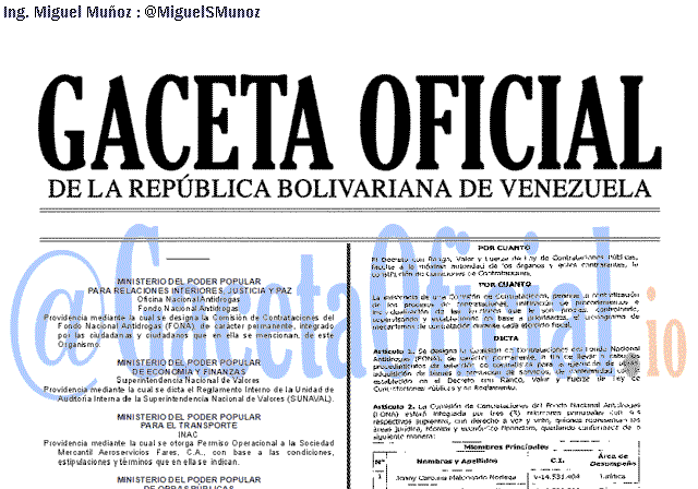Gaceta Oficial 41737 del 14 Octubre 2019 Gaceta Oficial 41737 del 14 octubre 2019
