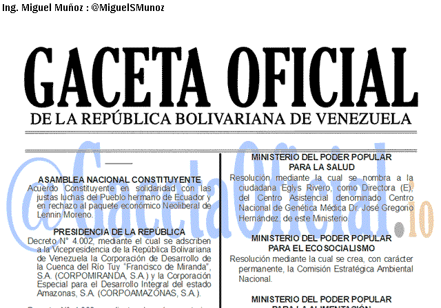 Gaceta Oficial 41739 del 16 Octubre 2019 Gaceta Oficial 41739 del 16 octubre 2019