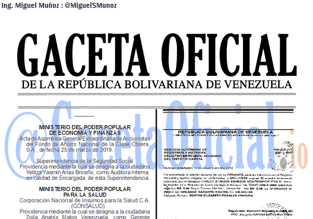 Gaceta Oficial 41746 del 25 Octubre 2019 Gaceta Oficial 41746 del 25 octubre 2019