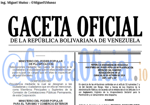Gaceta Oficial 41747 del 28 Octubre 2019 Gaceta Oficial 41747 del 28 octubre 2019