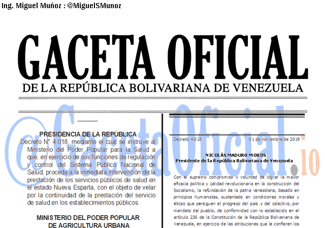 Gaceta Oficial 41751 del 1 Noviembre 2019 Gaceta Oficial 41751 del 1 noviembre 2019
