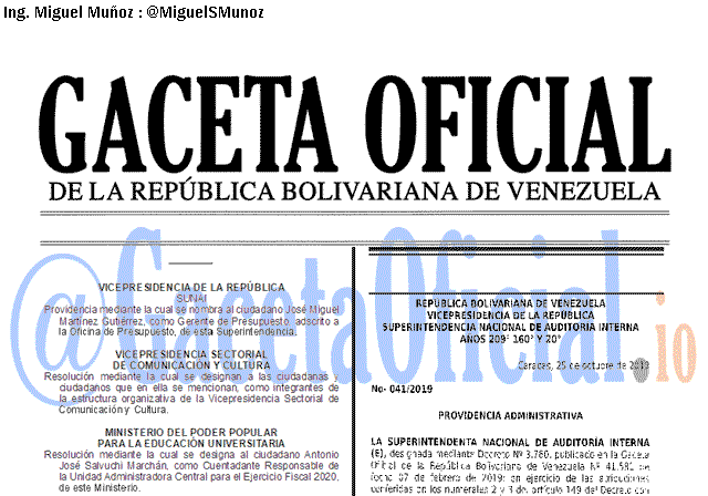 Gaceta Oficial 41756 del 8 Noviembre 2019 Gaceta Oficial 41756 del 8 noviembre 2019