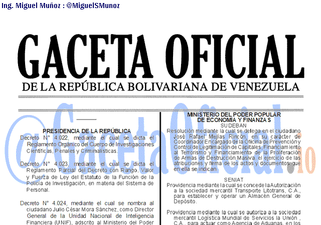 Gaceta Oficial 41761 del 15 Noviembre 2019 Gaceta Oficial 41761 del 15 noviembre 2019
