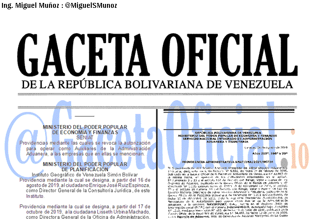 Gaceta Oficial 41762 del 18 Noviembre 2019 Gaceta Oficial 41762 del 18 noviembre 2019