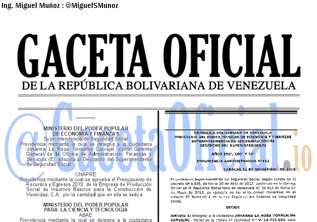 Gaceta Oficial 41765 del 21 Noviembre 2019 Gaceta Oficial 41765 del 21 noviembre 2019