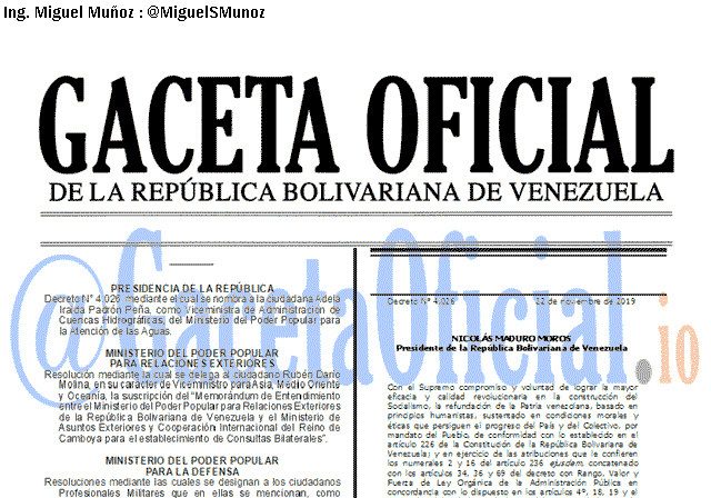 Gaceta Oficial 41766 del 22 Noviembre 2019 Gaceta Oficial 41766 del 22 noviembre 2019