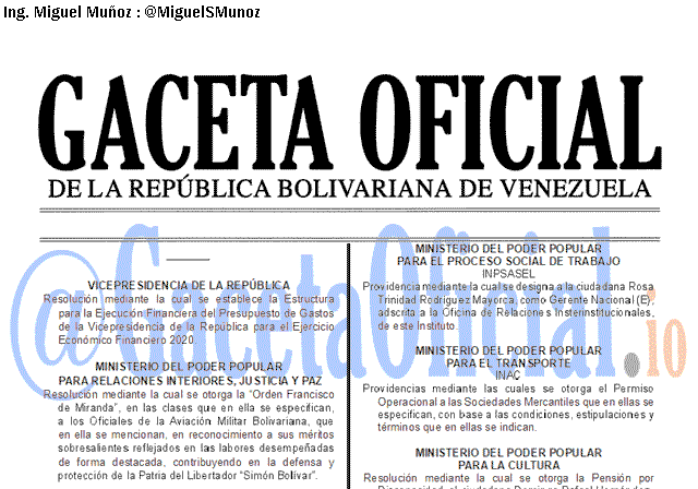 Gaceta Oficial 41768 del 26 noviembre 2019