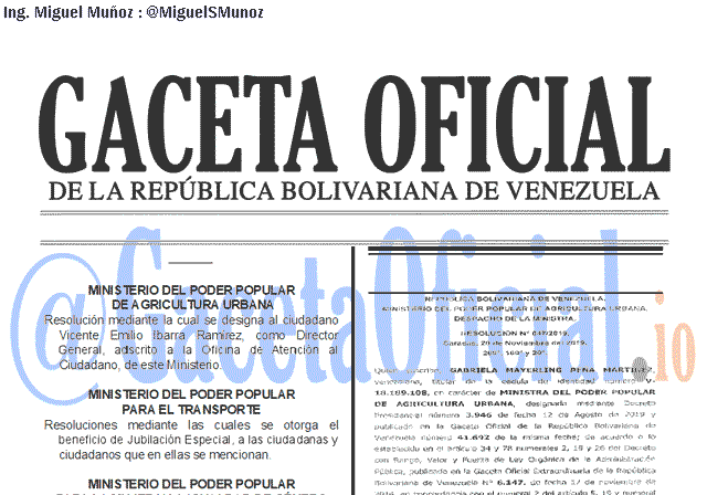Gaceta Oficial 41770 del 28 noviembre 2019