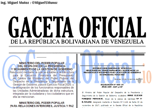 Gaceta Oficial 41773 del 3 Diciembre 2019 Gaceta Oficial 41773 del 3 Diciembre 2019