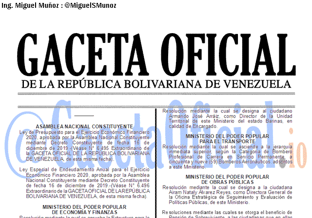 Gaceta Oficial 41783 del 17 Diciembre 2019 Gaceta Oficial 41783 del 17 Diciembre 2019
