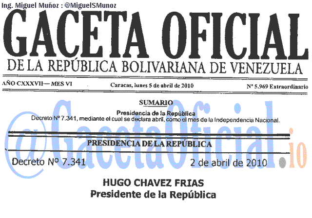 Gaceta Oficial 5969 del 5 Abril 2010