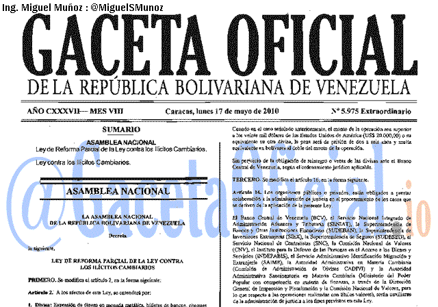 Gaceta Oficial 5975 del 17 Mayo 2010