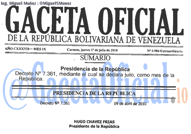 Gaceta Oficial 5984 del 1 Julio 2010