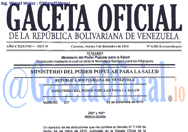 Gaceta Oficial 6002 del 3 Diciembre 2010