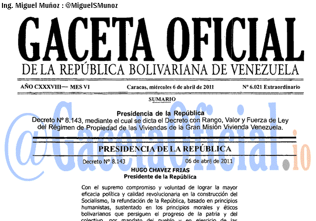Gaceta Oficial 6021 del 6 Abril 2011