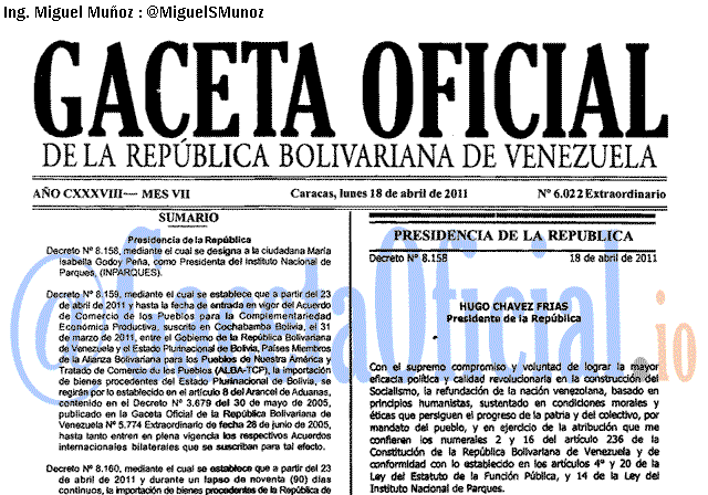 Gaceta Oficial 6022 del 18 Abril 2011