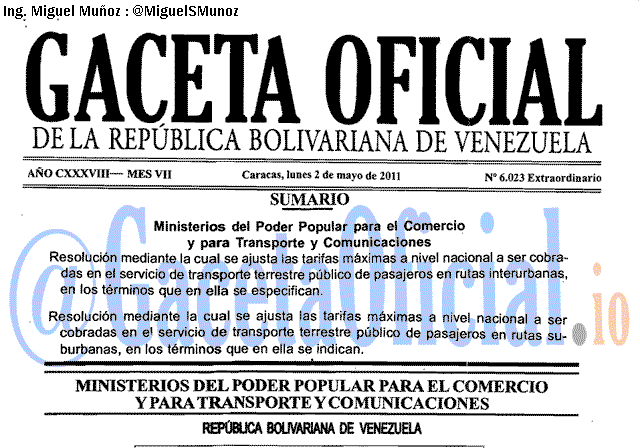 Gaceta Oficial 6023 del 2 Mayo 2011